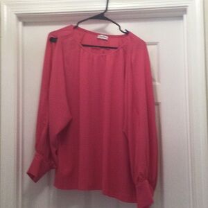 Dark pink, extra large Calvin Klein blouse, long sleeved with slits, new